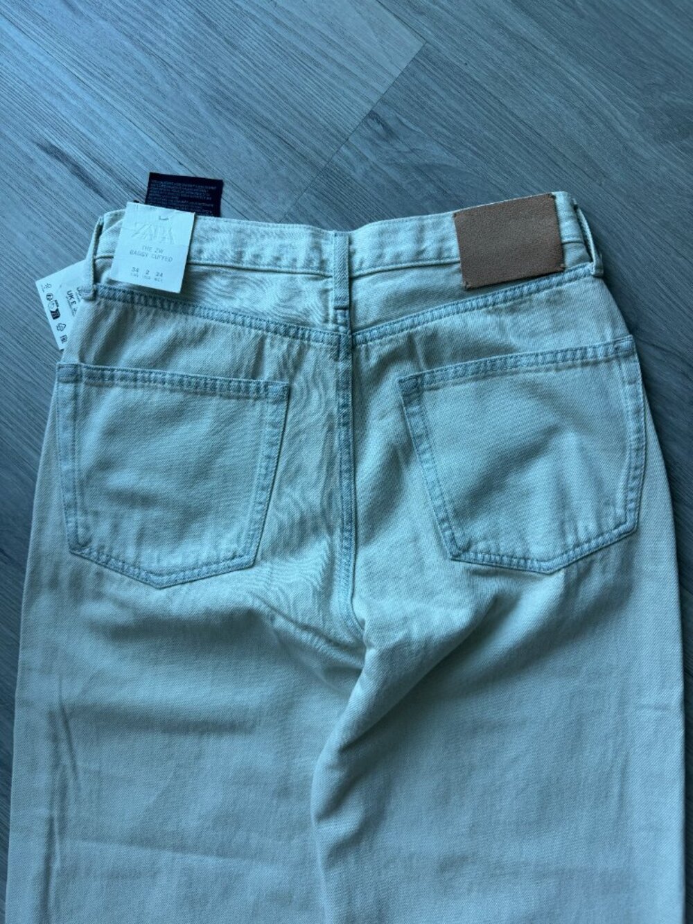 Zara ZW Baggy Cuffed Jeans NWT — Pale Sky Blue, Size 2 (EU 34) - Picture 5 of 14